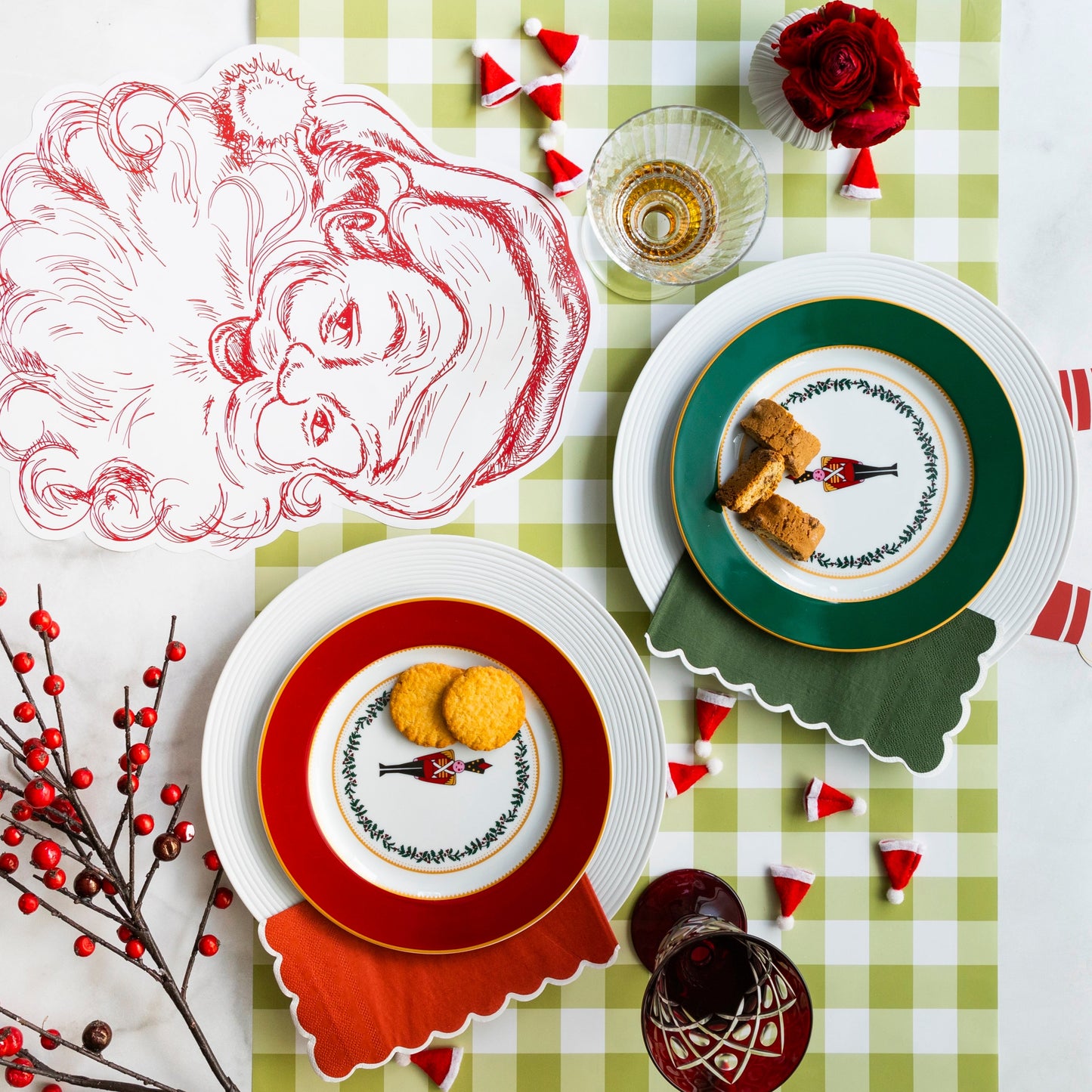 Gingham Olive Paper Table Runner