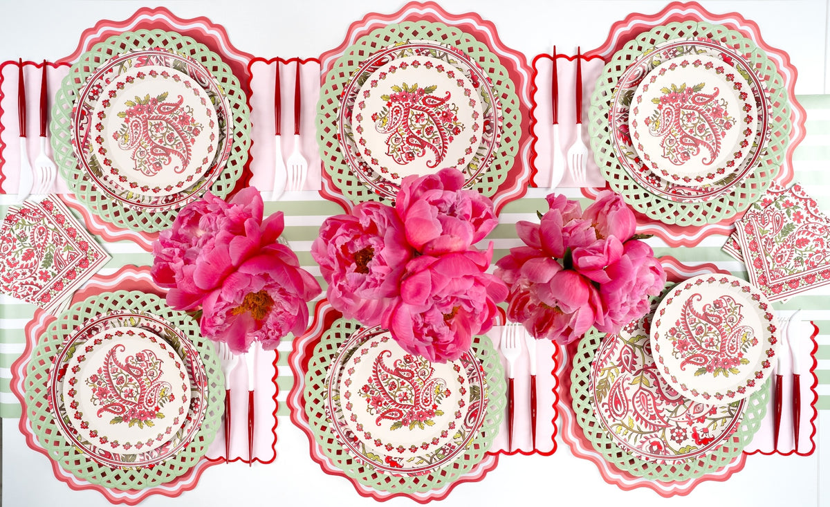 MCL23-PL2- Bright Red Fancy Scallop Paper Placemats