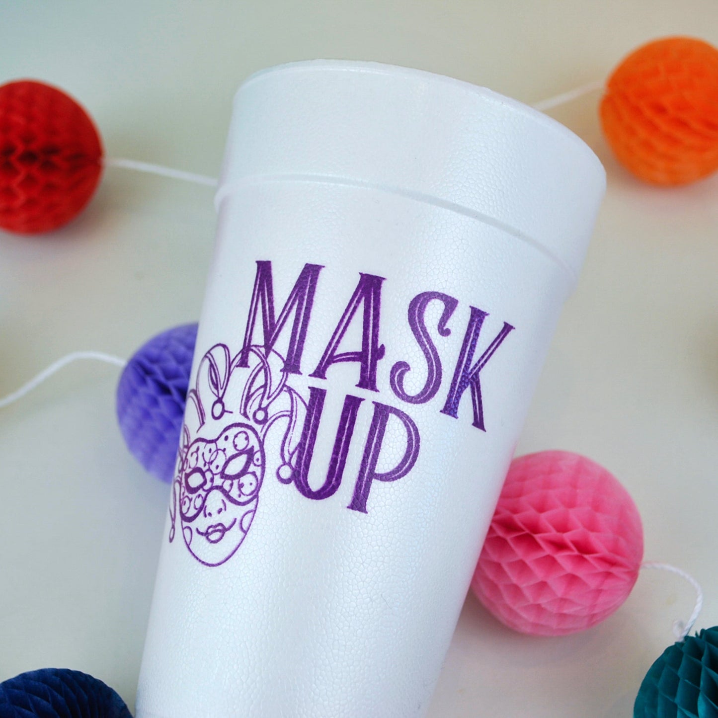 CUP-F-MASKUP-117- Mask Up 20oz. Foam Cups | 10 pack