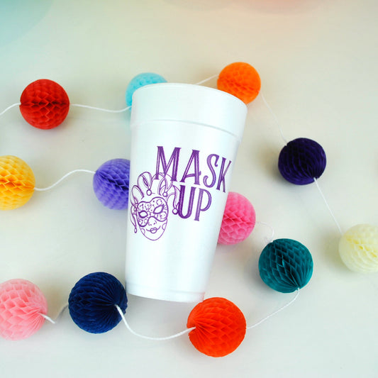 CUP-F-MASKUP-117- Mask Up 20oz. Foam Cups | 10 pack