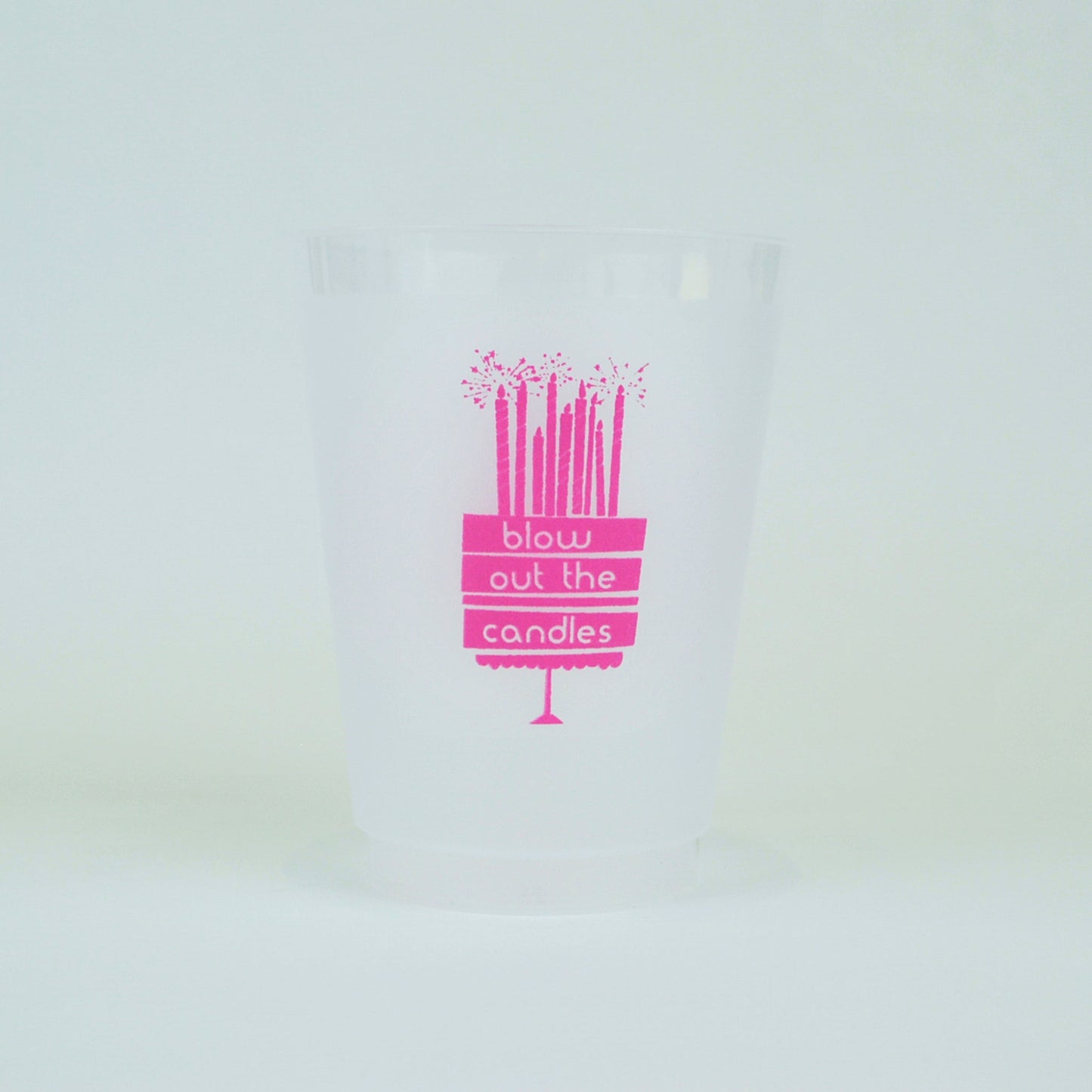 Pink Birthday Cake Foam & Reusable Frosted Cups
