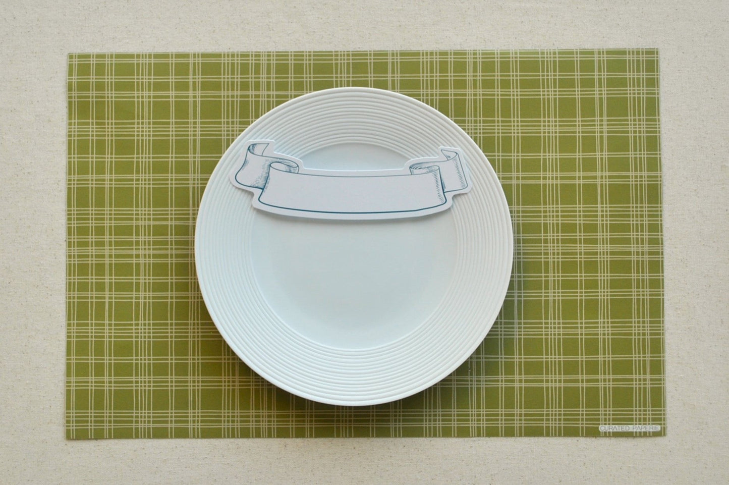 STAT-PC-TL-BANNER-182- Teal Banner Place Cards