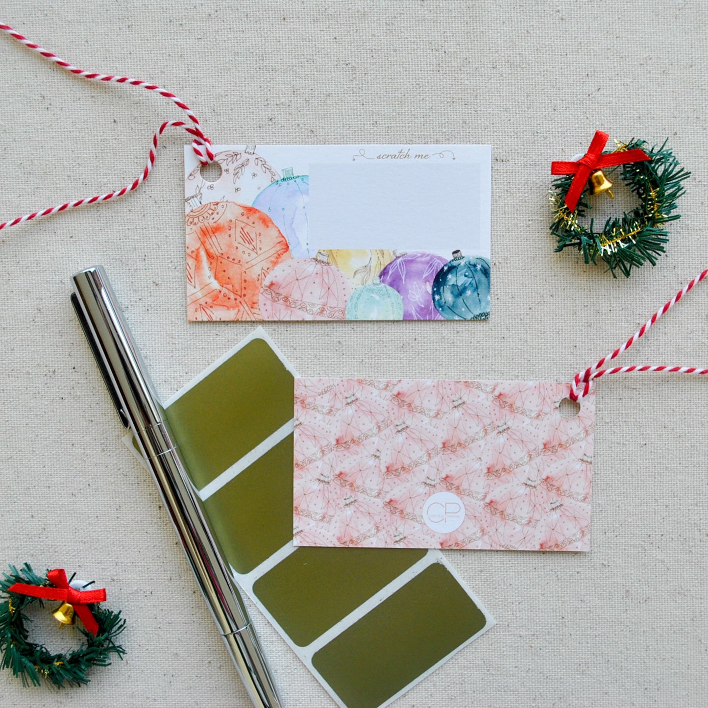 STAT-GT-SCR-ORN-1203- Scratchable Ornaments Gift Tag