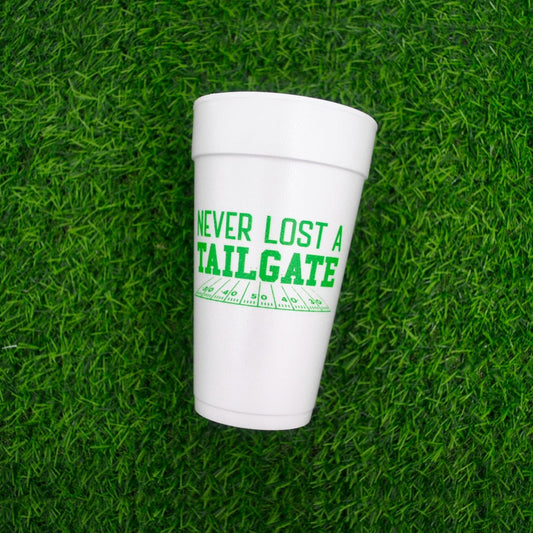 Never Lost a Tailgate Football 20oz. Foam Cups | 10 pack