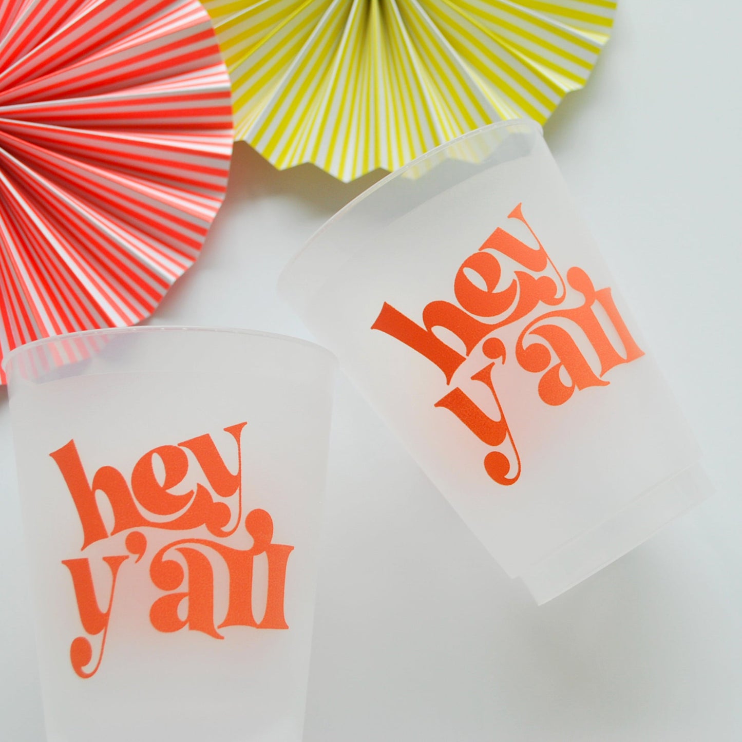 CUP-FF-YALLCORAL-128- Hey Y'all Coral Reusable Frost Flex Cups
