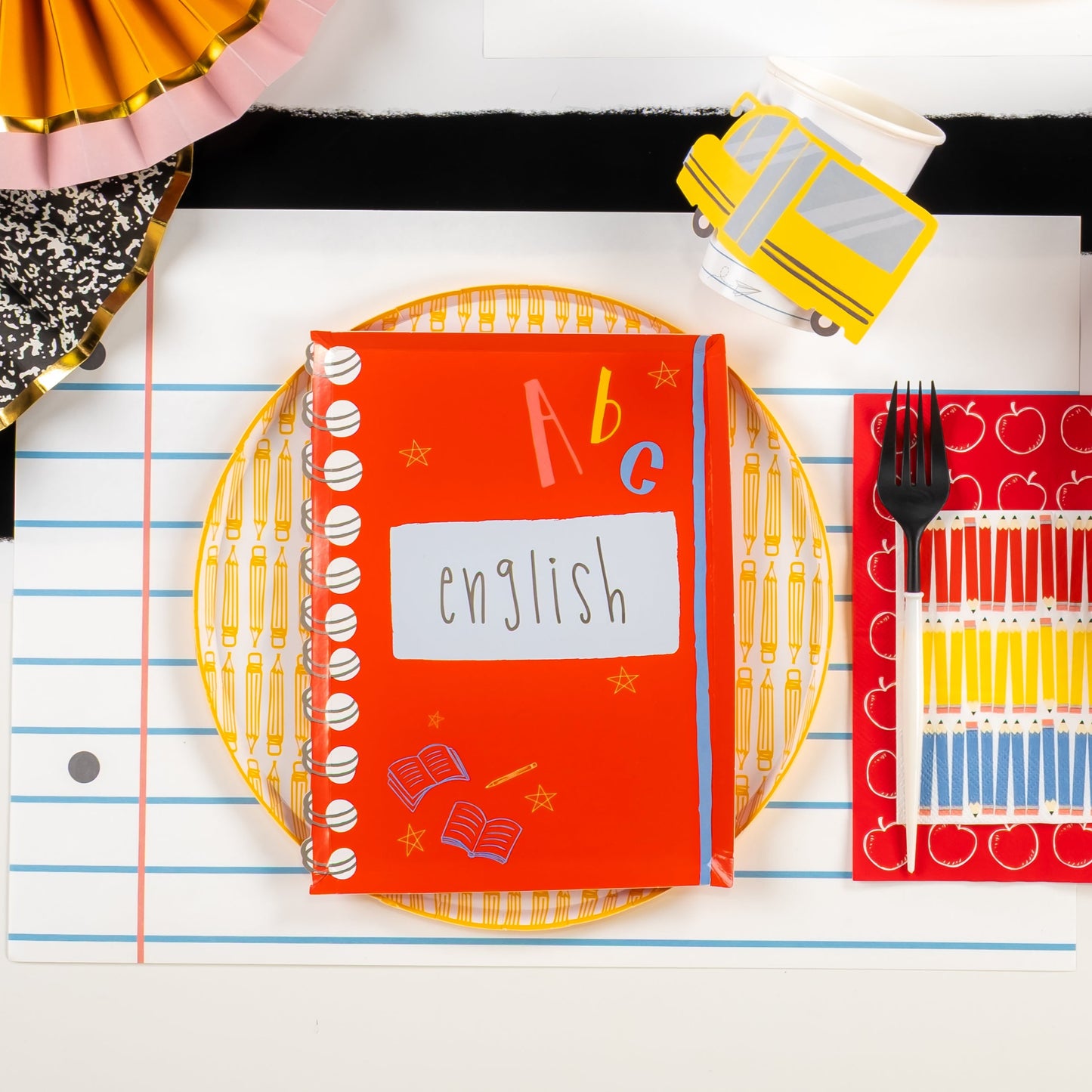SCH25-DP2-School Days Notebook Dessert Plates