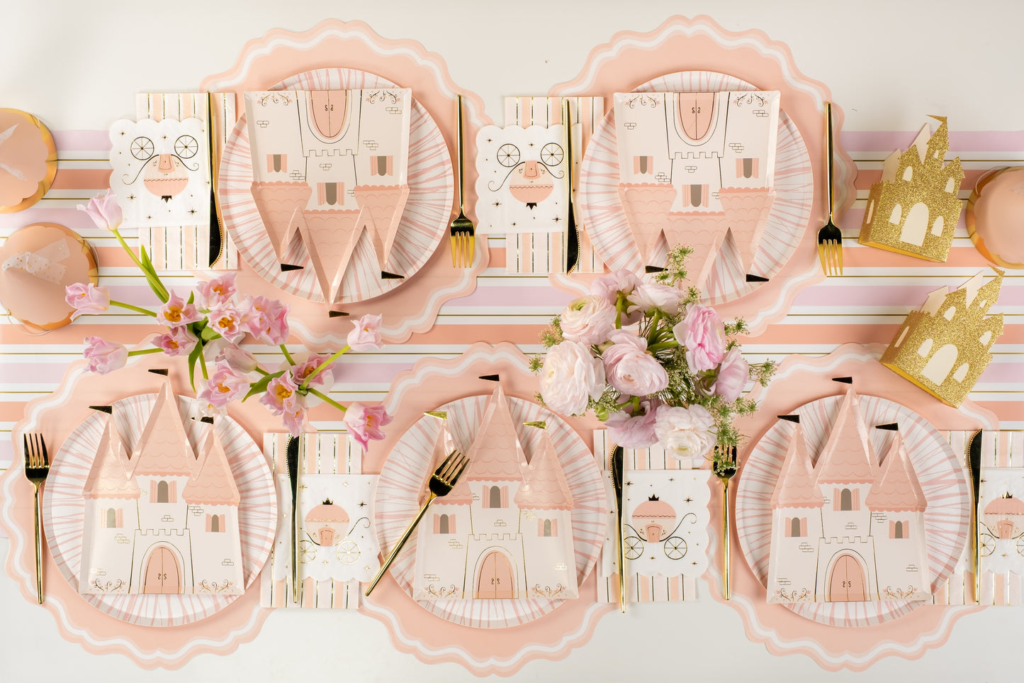 Pink Striped Paper Table Runner