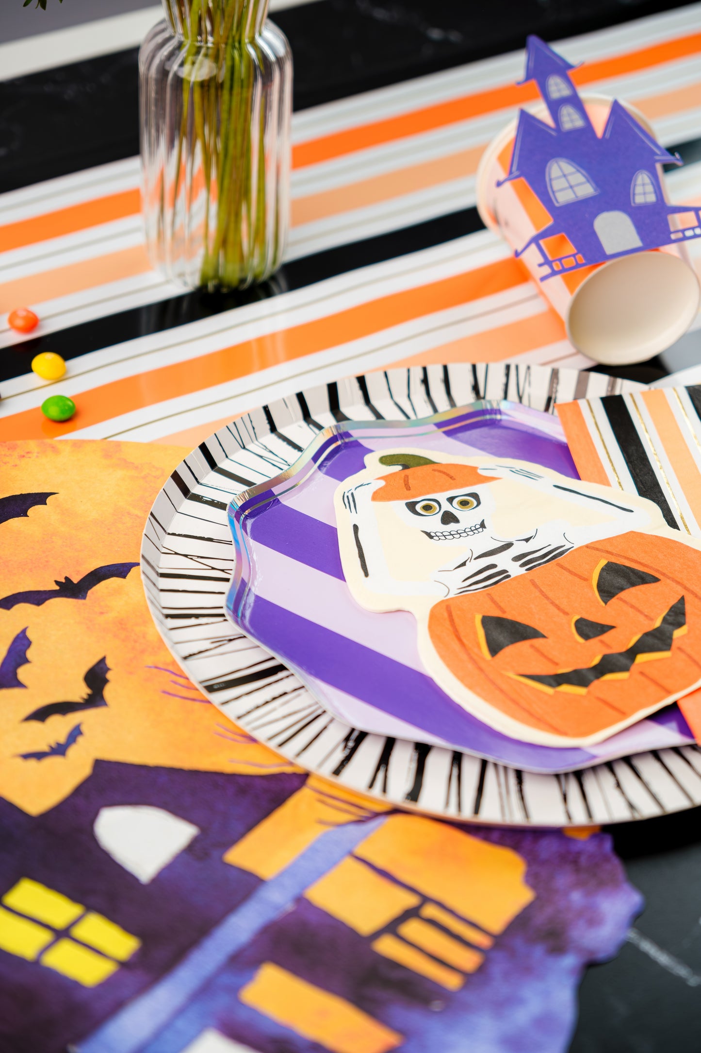 Halloween Stripe Paper Table Runner