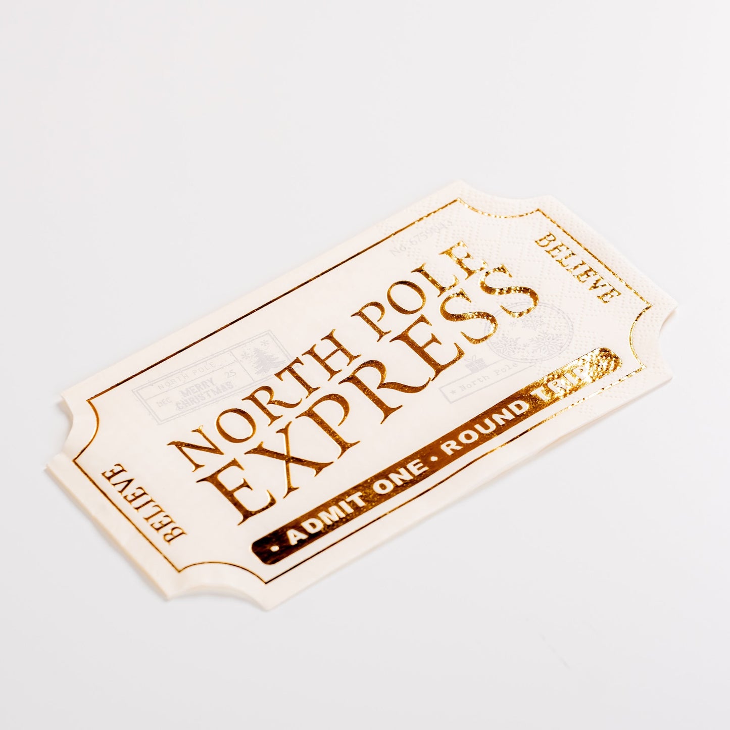 HOL25-CN9- North Pole Express Ticket Napkin