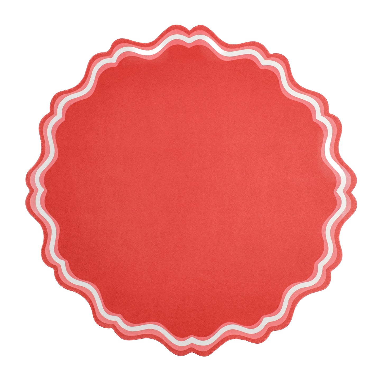 MCL23-PL2- Bright Red Fancy Scallop Paper Placemats
