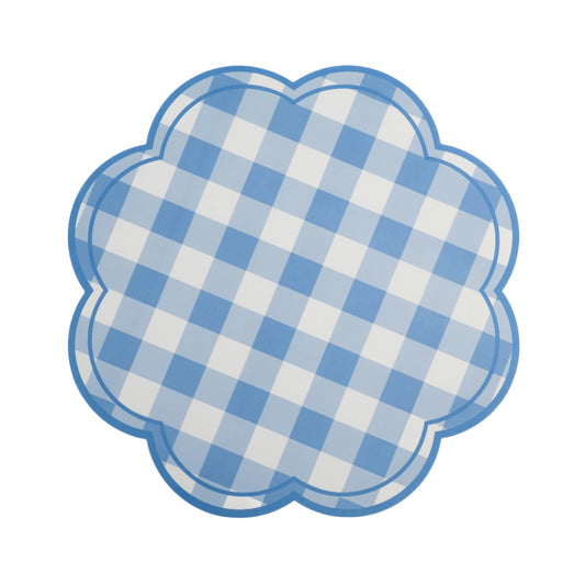 MCL25-PL25- Blue Gingham Soft Scallop Placemat