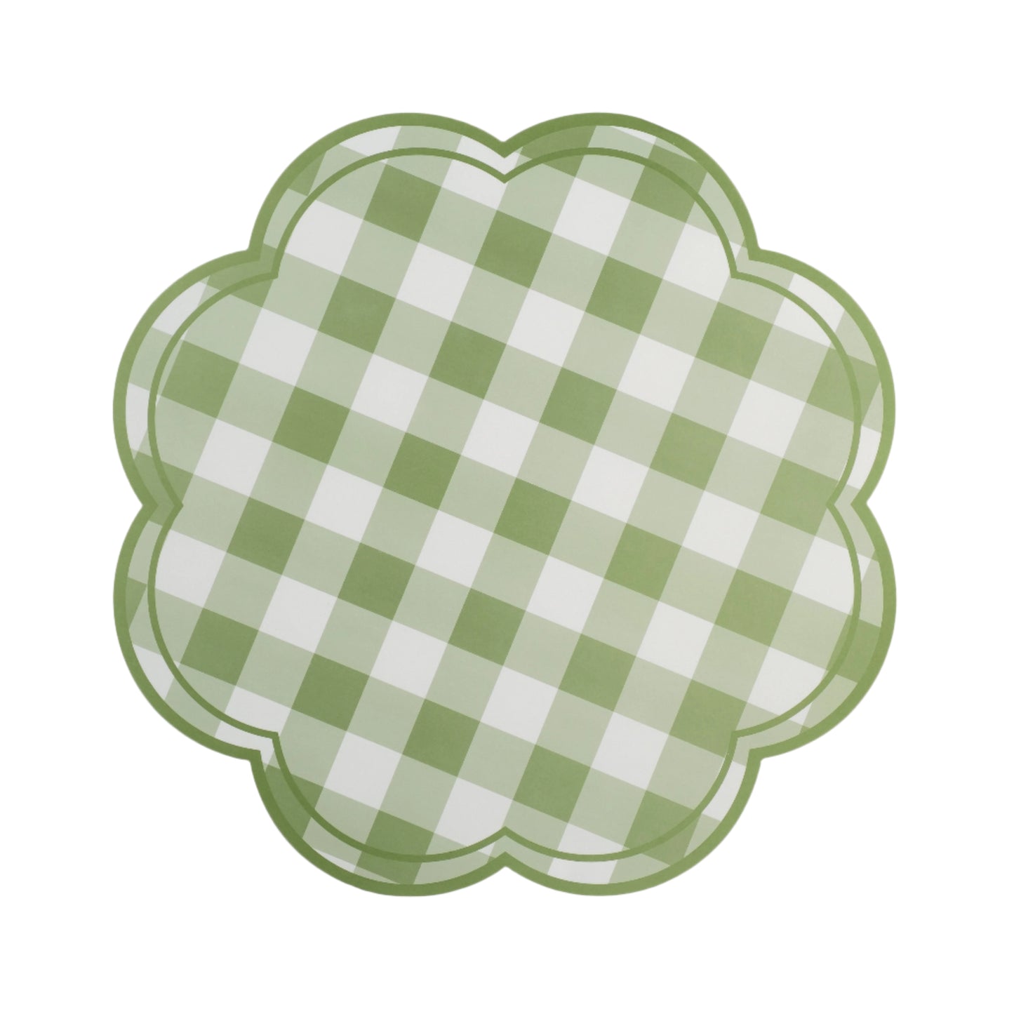 MCL25-PL24- Green Gingham Soft Scallop Placemat