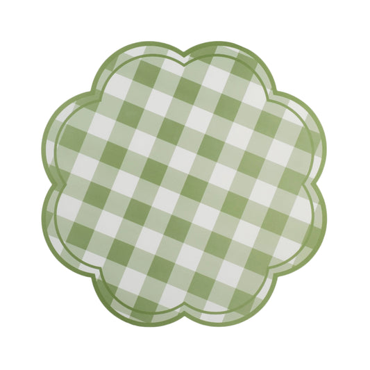 MCL25-PL24- Green Gingham Soft Scallop Placemat