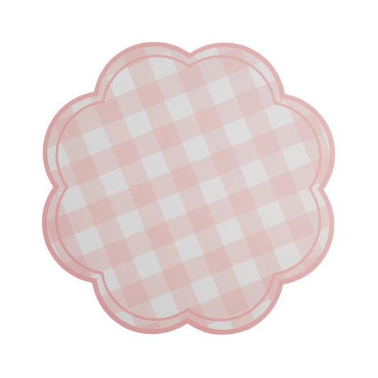 MCL25-PL23- Pink Gingham Soft Scallop Placemat