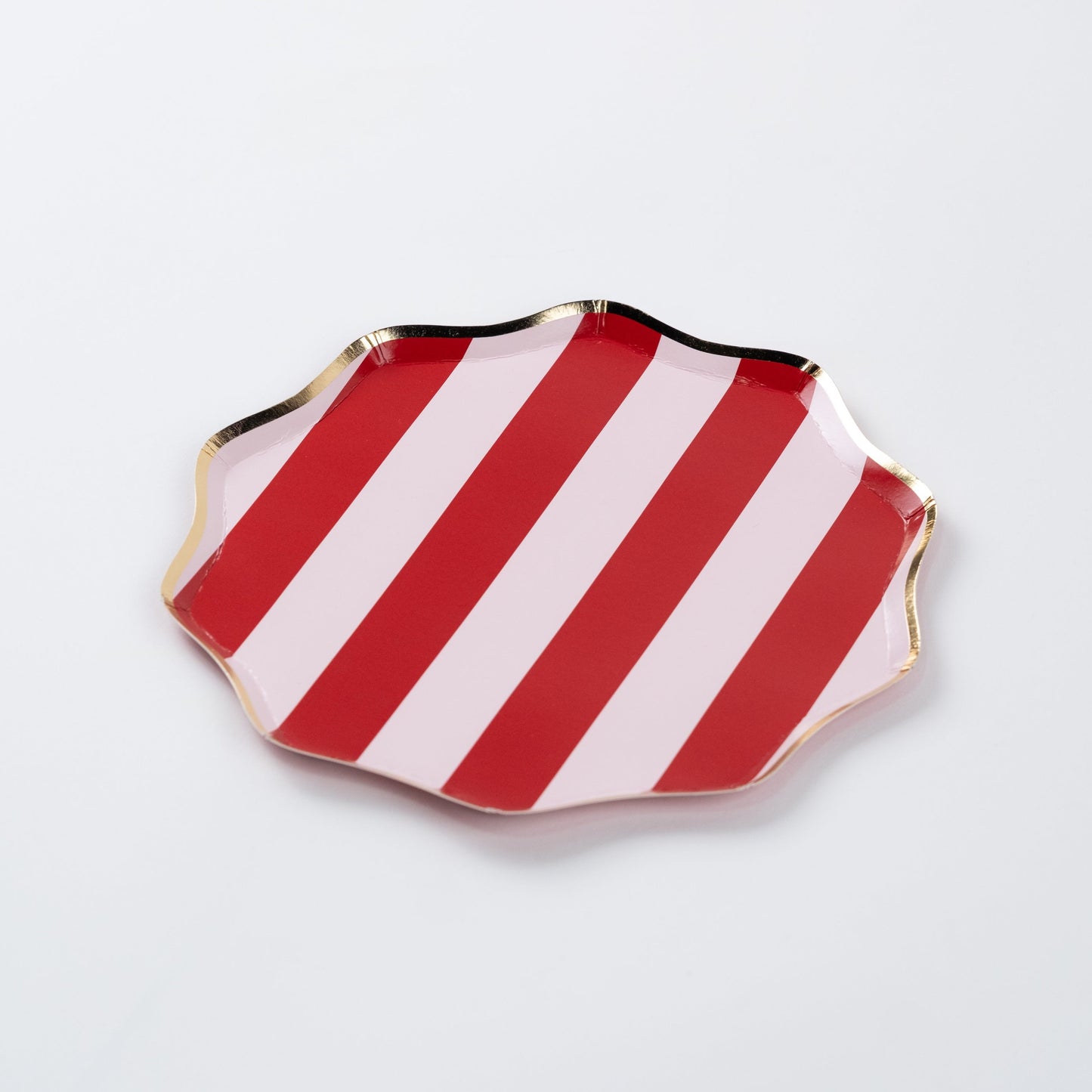 HOL25-DP8- Red Holiday Stripes Dessert Plates