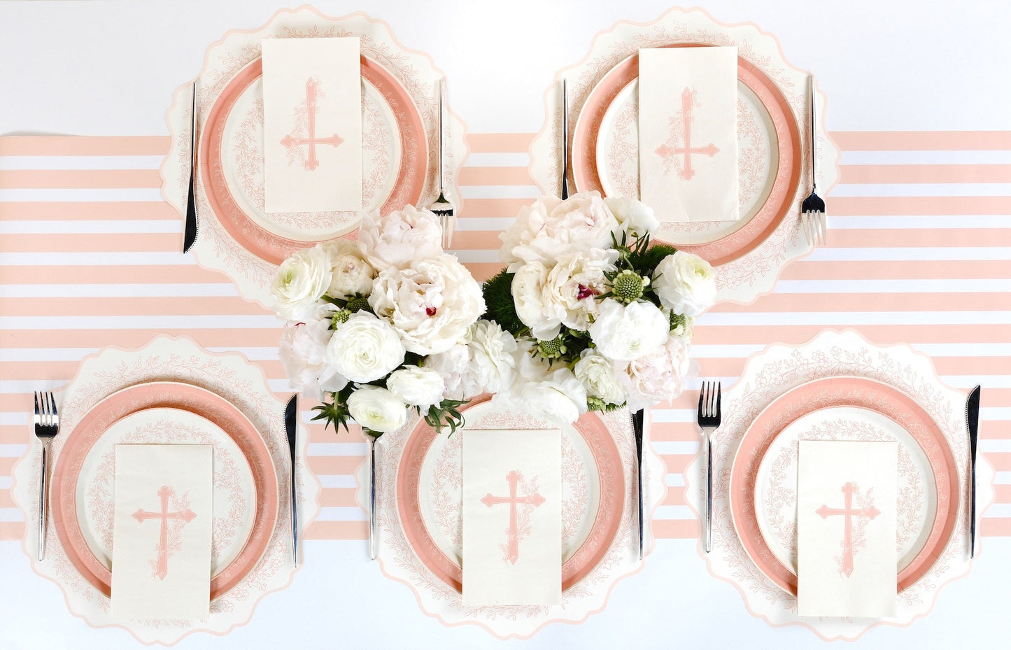 Pink Cross Floral Elegance Guest Towels