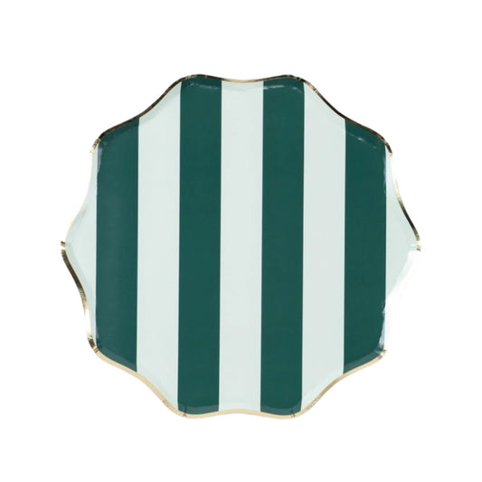 HOL25-DNP8- Green Holiday Stripes Dinner Plates