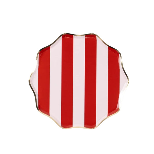 HOL25-DP8- Red Holiday Stripes Dessert Plates
