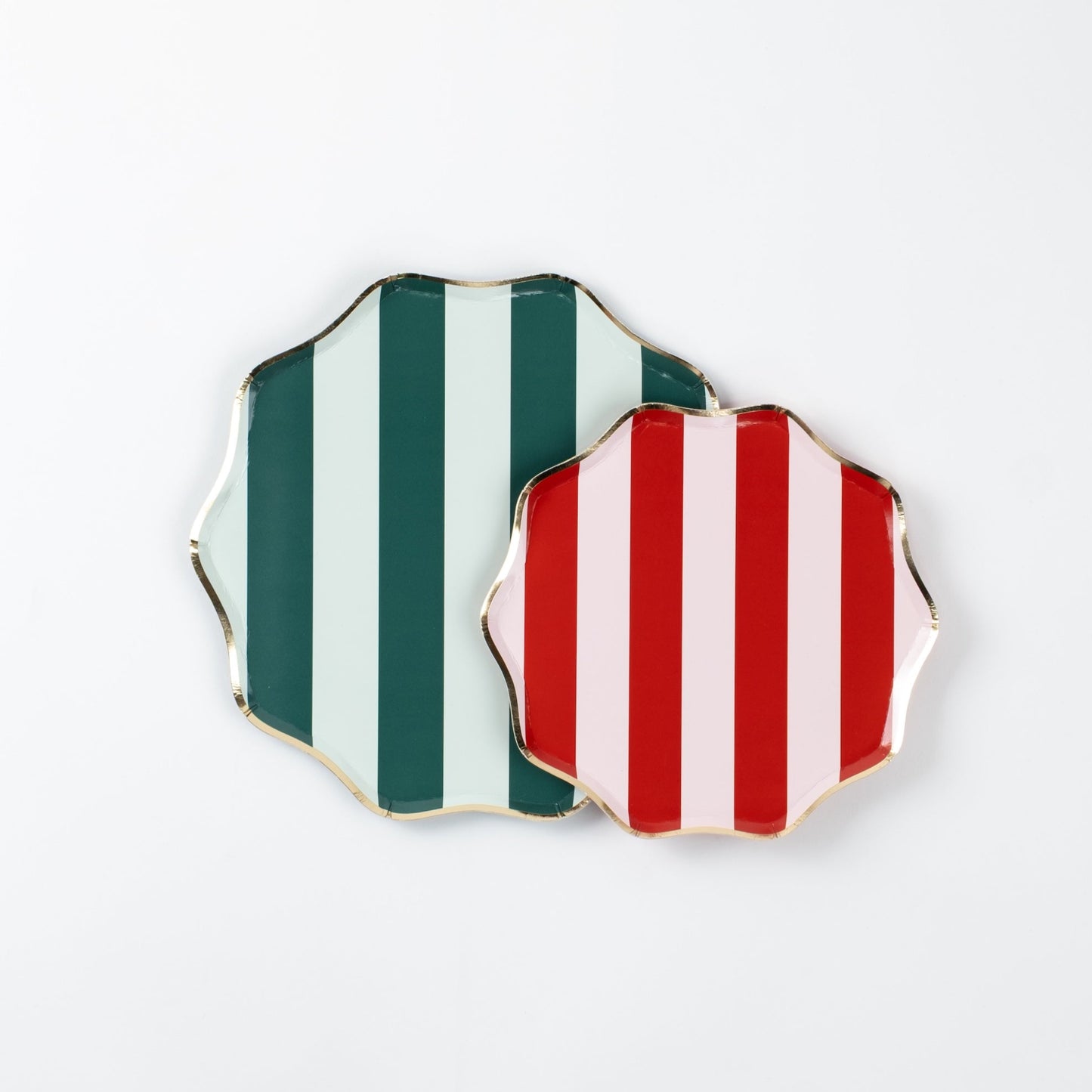HOL25-DP8- Red Holiday Stripes Dessert Plates