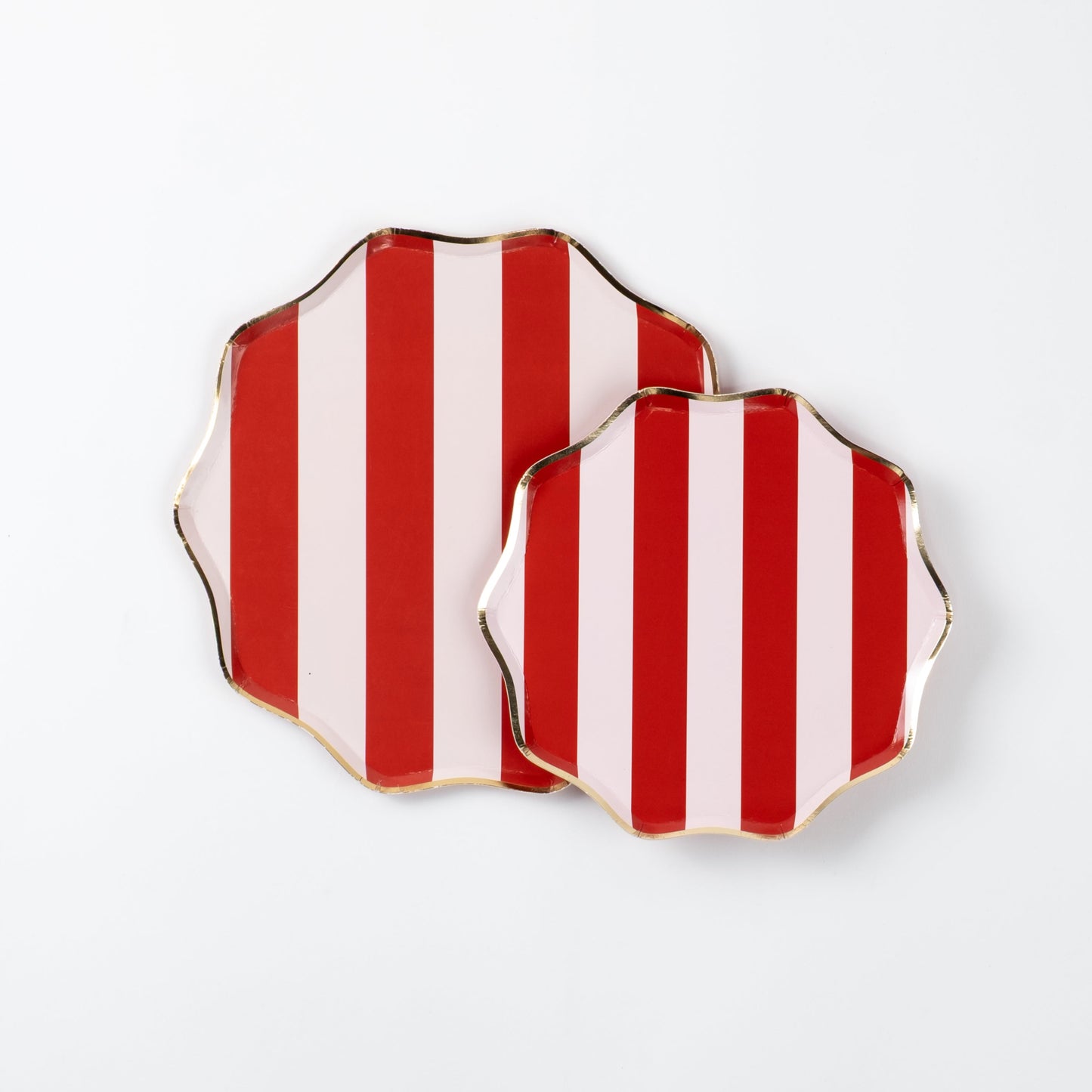 HOL25-DP8- Red Holiday Stripes Dessert Plates