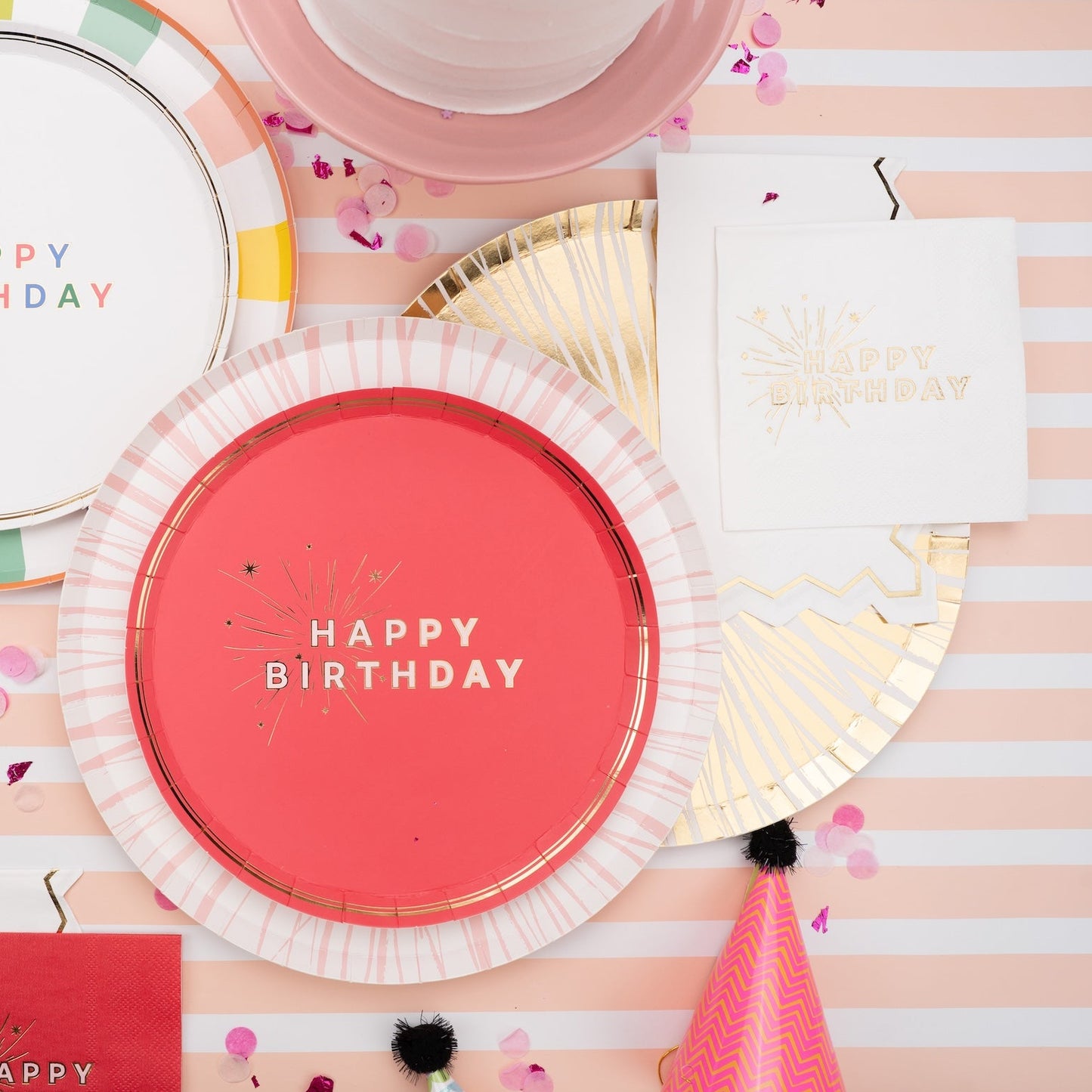 Pink Happy Birthday Dessert Plates