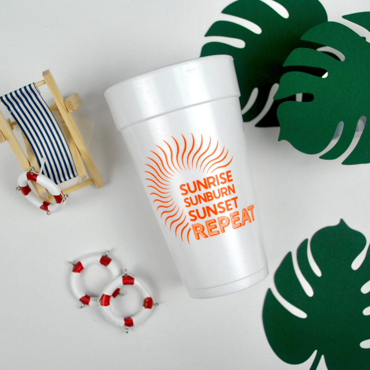 Sunrise Sunburn Sunset Repeat 20oz. Foam Cups | 10 pack