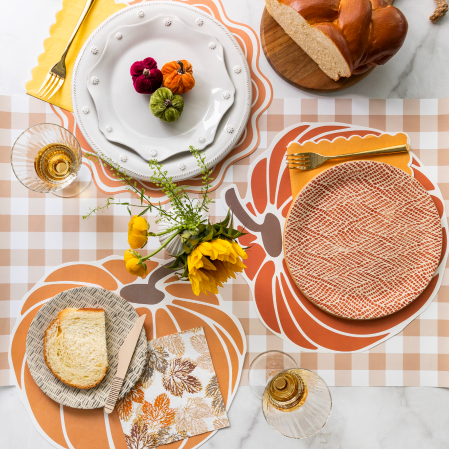 Brown Gingham Paper Table Runner