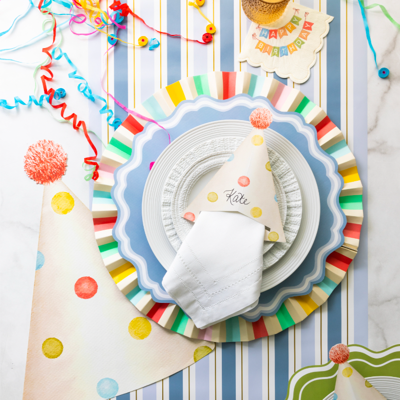 Blue Striped Table Paper Table Runner