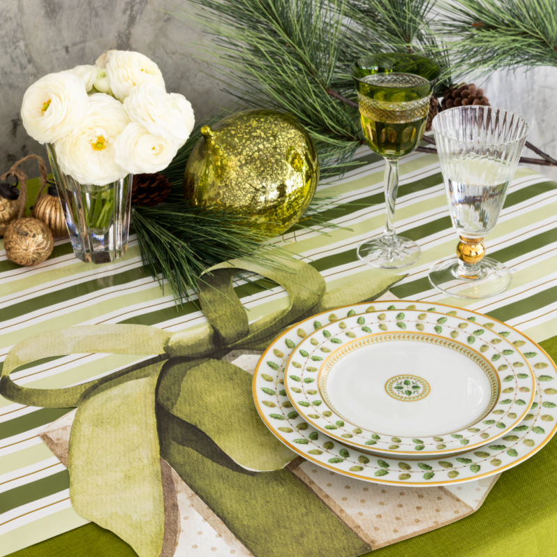 Green Stripe Paper Table Runner
