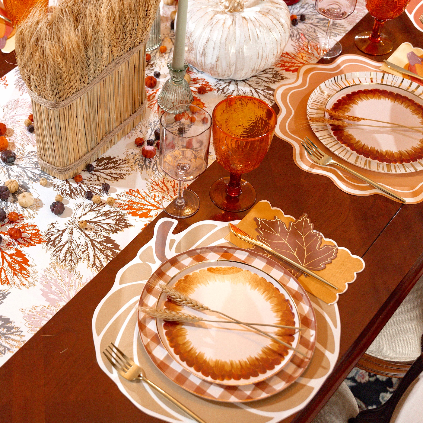 HAR24-DP1- Harvest Feather Dessert Paper Plates