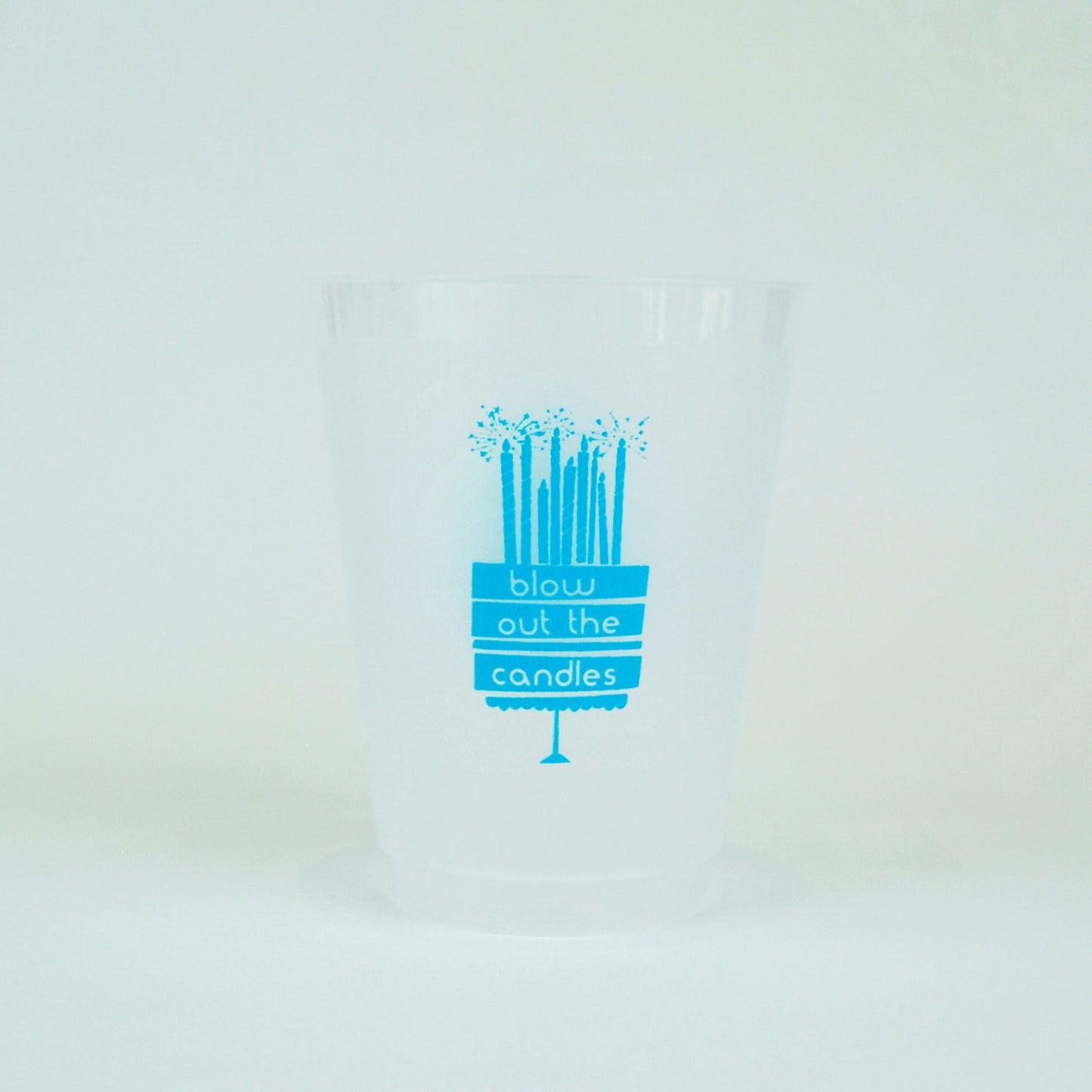 Blue Birthday Cake Foam & Reusable Frosted Cups