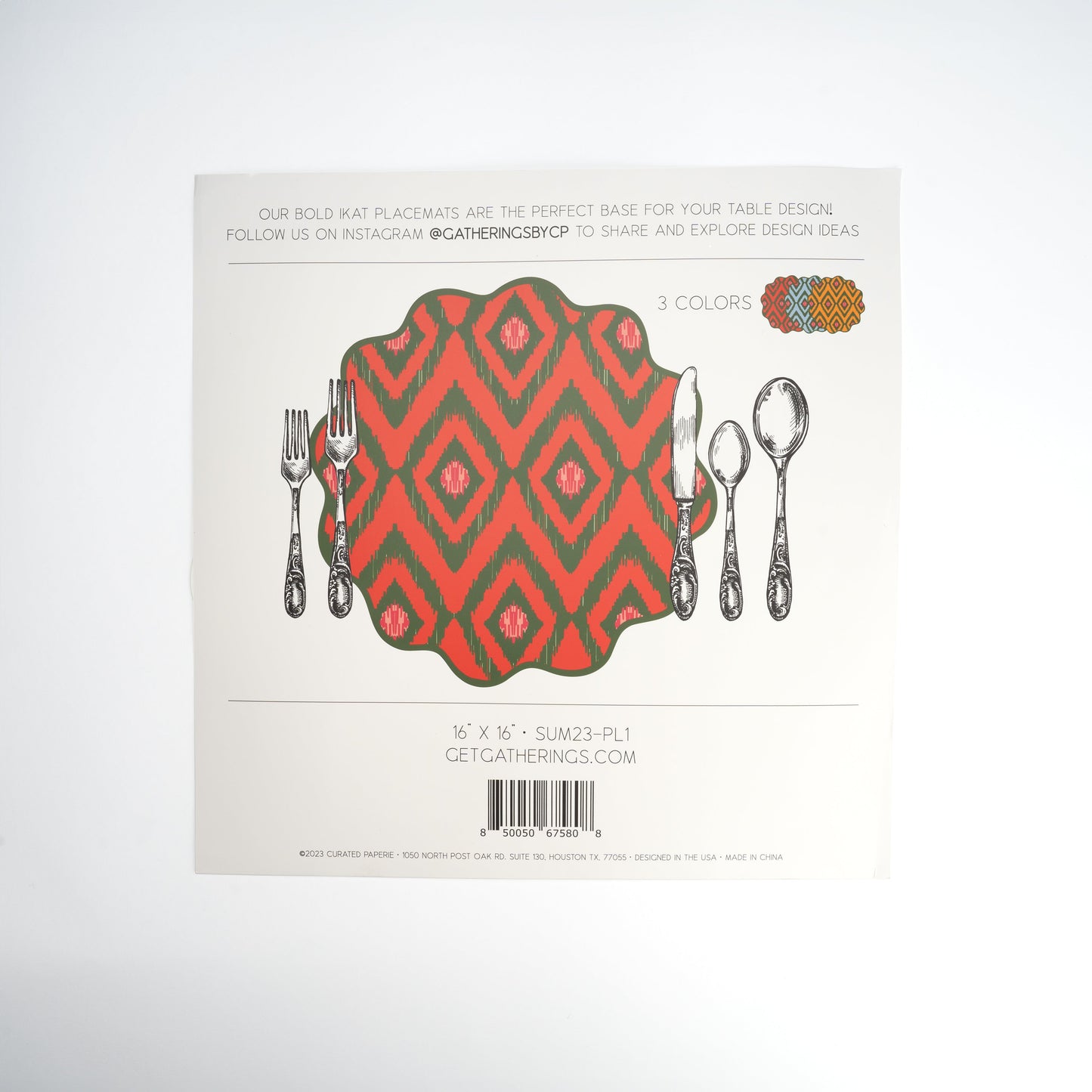 SUM23-PL1- Bold Ikat Paper Placemats