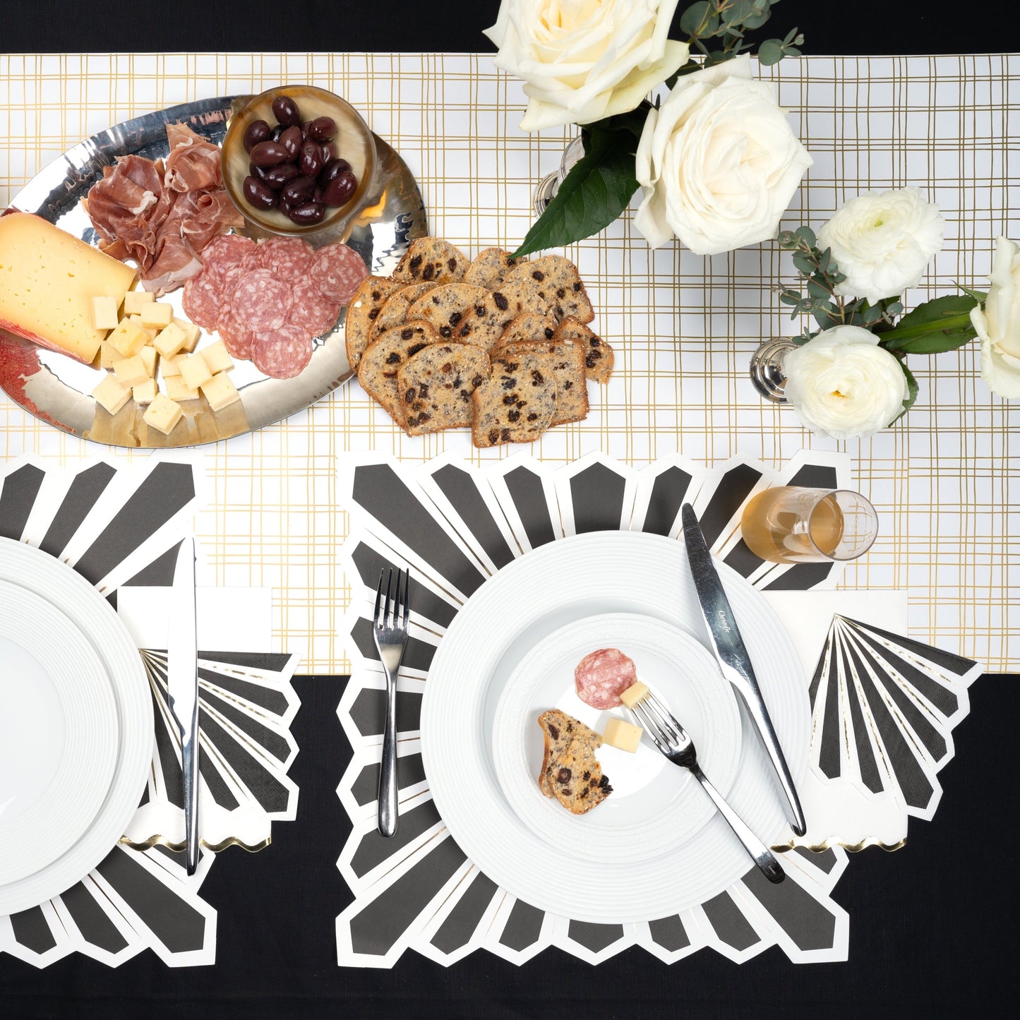 MCL23-PL9- Celebration Chic Black with Gold Foil Paper Placemat