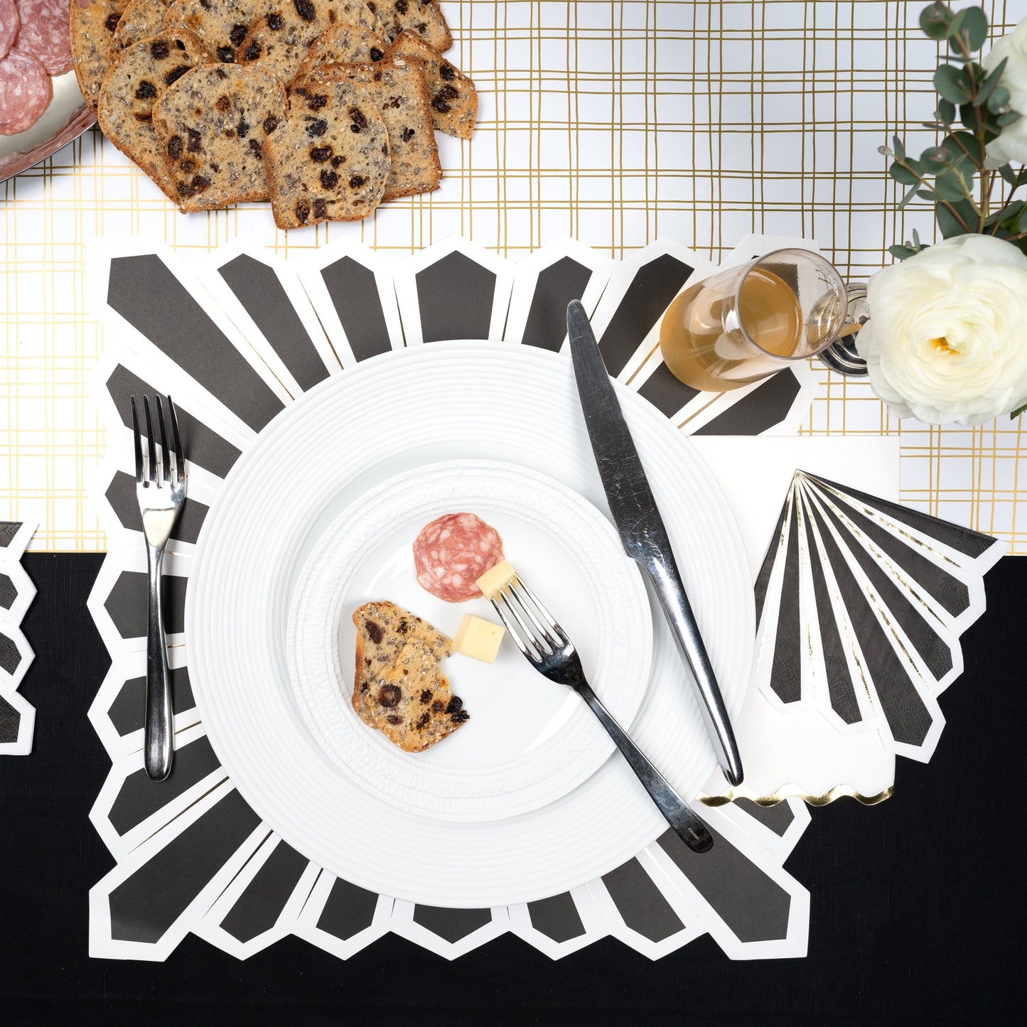 MCL23-CN2- Celebration Chic Black with Gold Foil Beverage Napkin