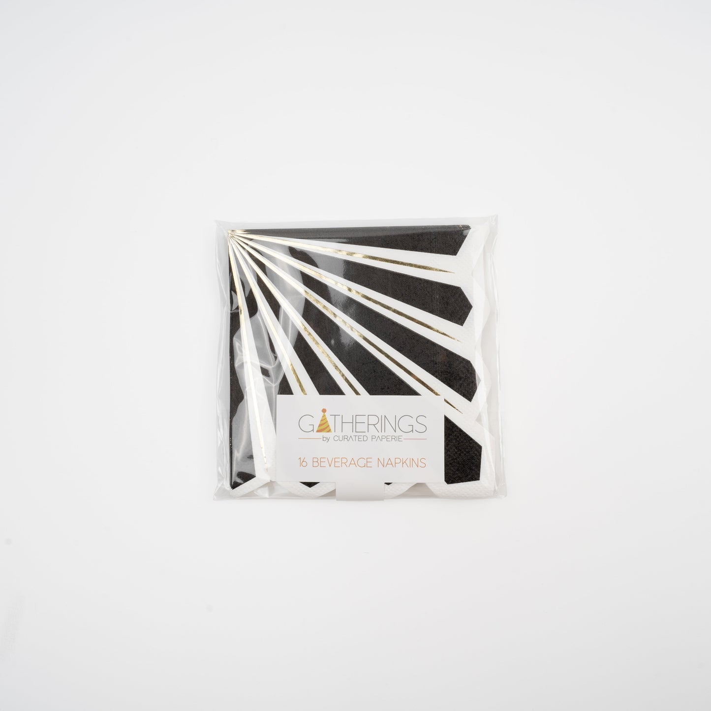 MCL23-CN2- Celebration Chic Black with Gold Foil Beverage Napkin