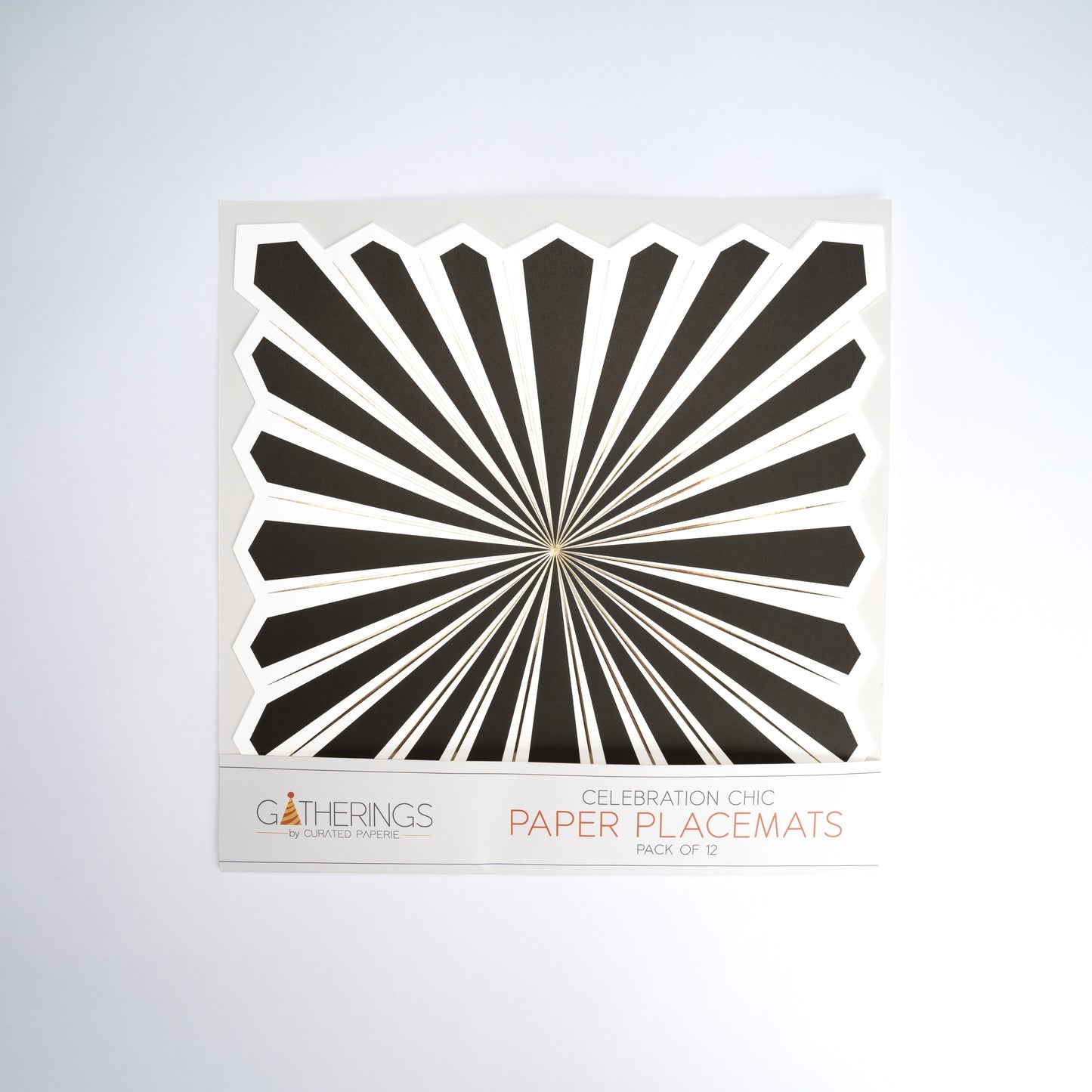 MCL23-PL9- Celebration Chic Black with Gold Foil Paper Placemat