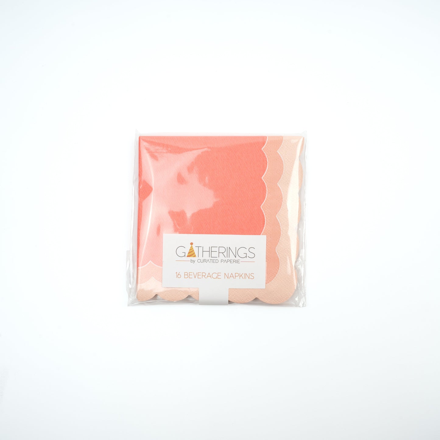 SPR23-CN1- Coral Ombre Scallop Beverage Napkins