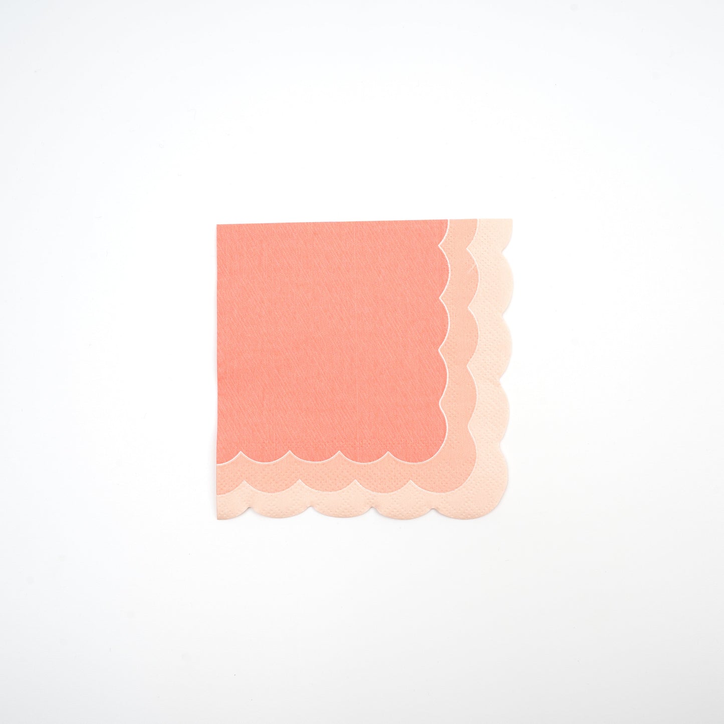 SPR23-CN1- Coral Ombre Scallop Beverage Napkins
