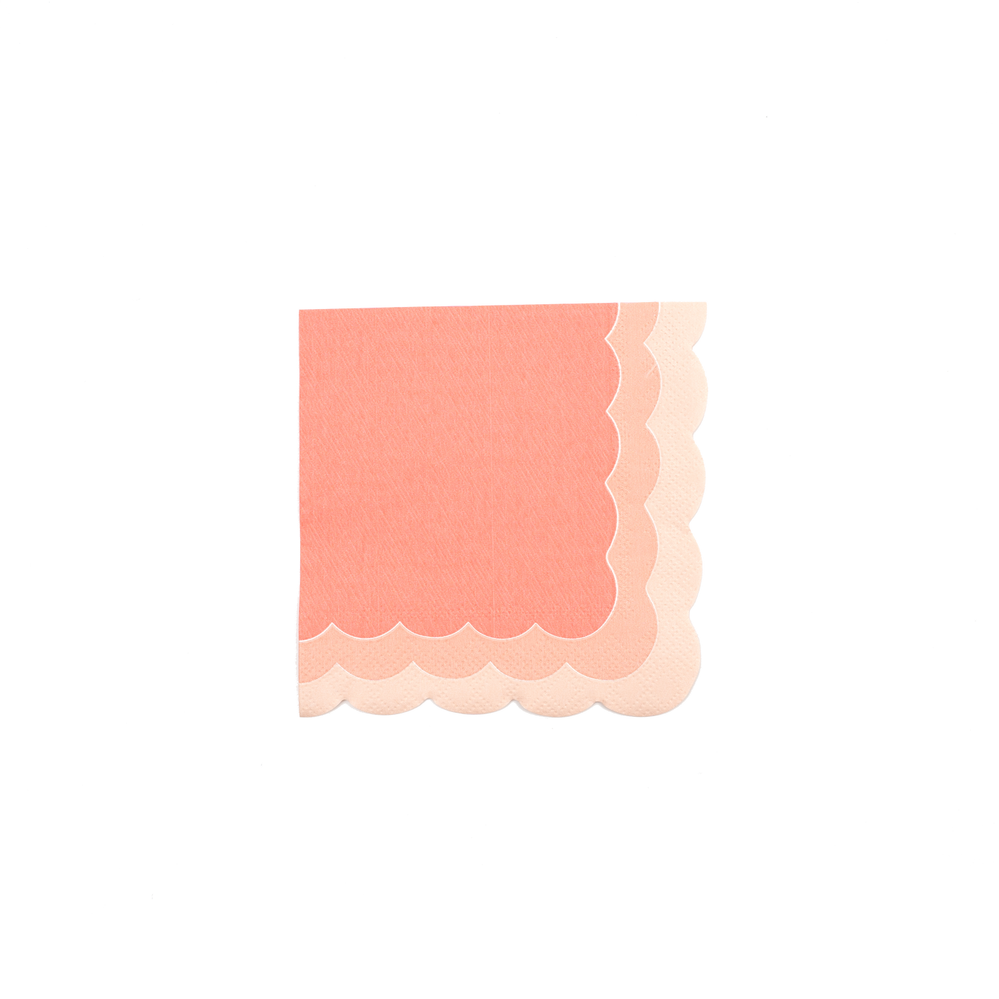 SPR23-CN1- Coral Ombre Scallop Beverage Napkins