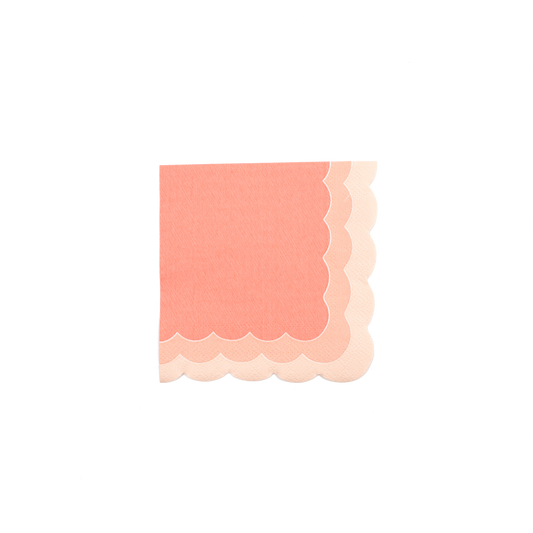 SPR23-CN1- Coral Ombre Scallop Beverage Napkins