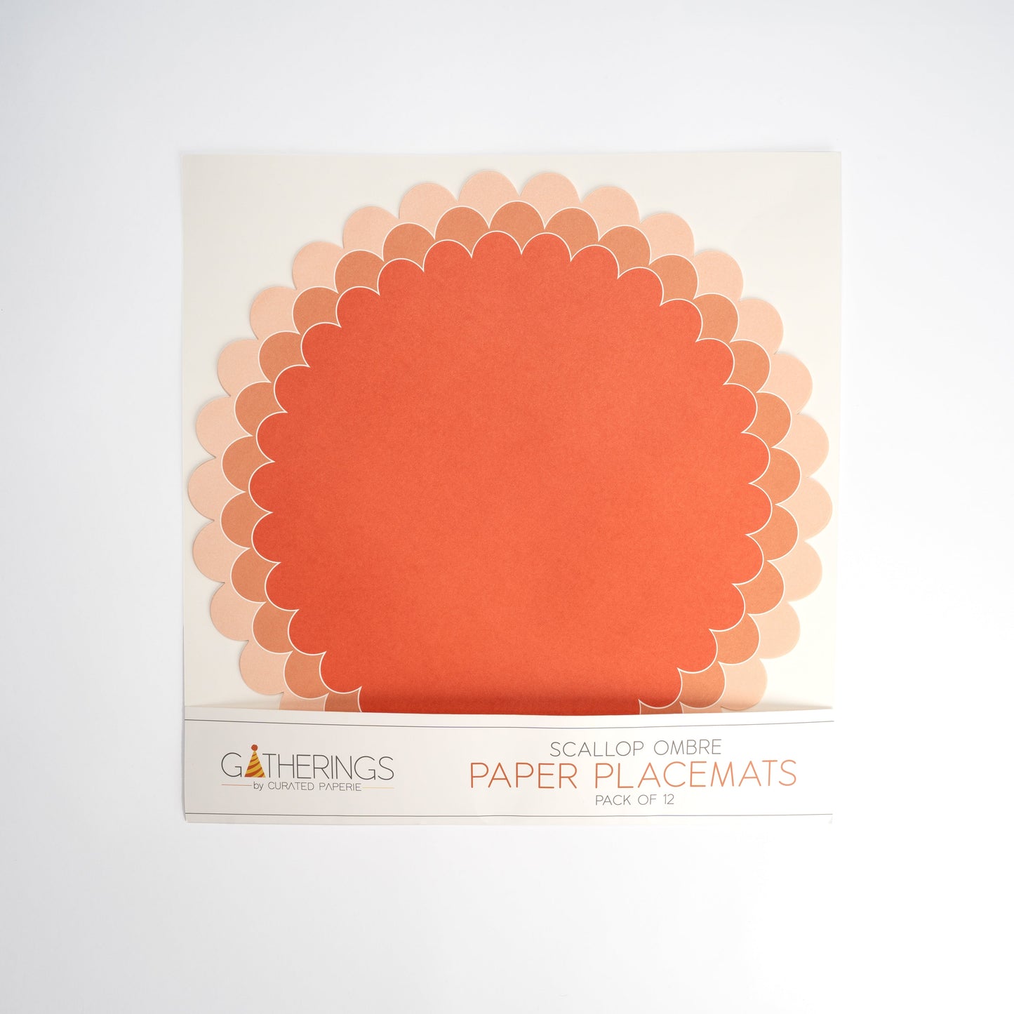SPR23-PL2- Coral Ombre Scallop Paper Placemats
