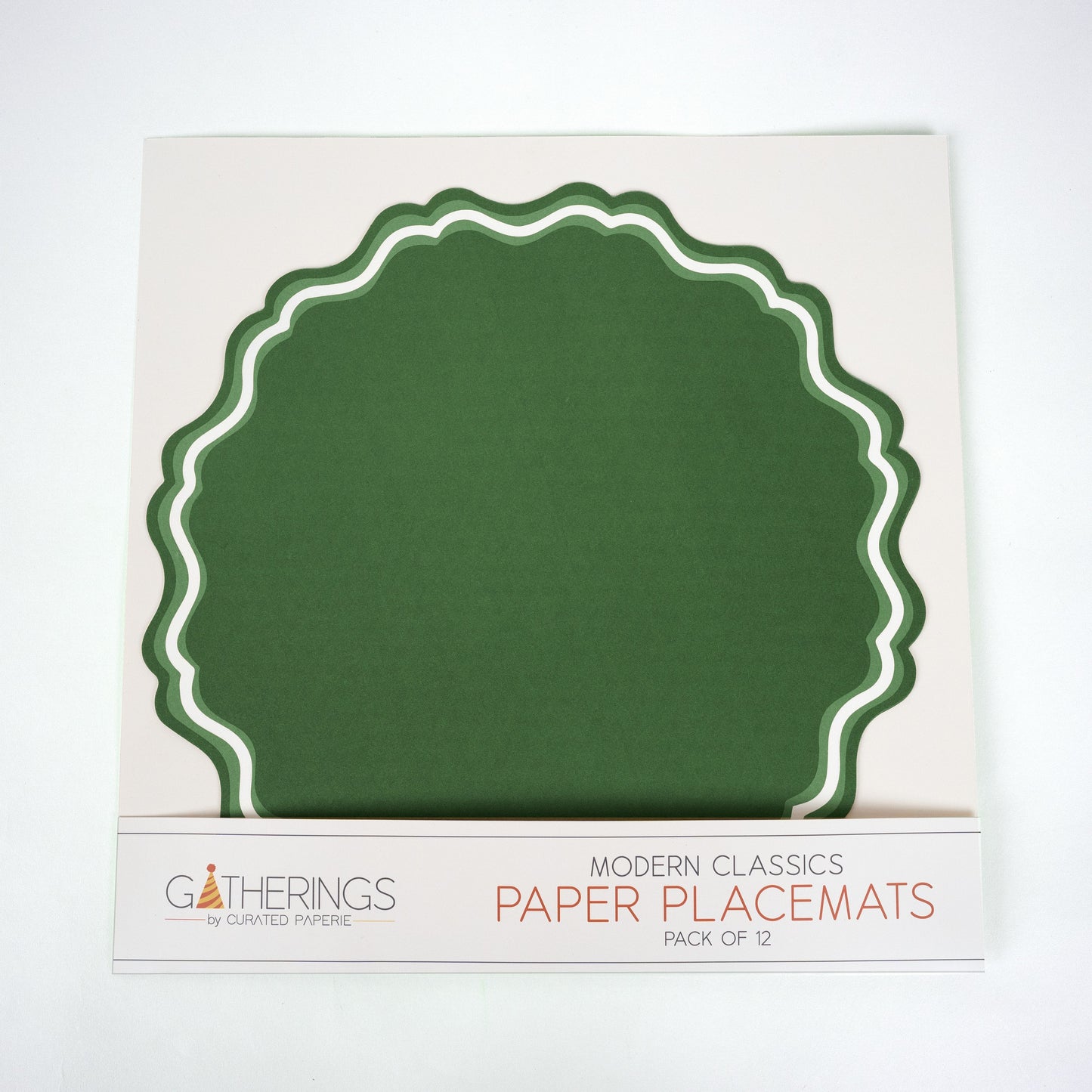 MCL23-PL4- Green Fancy Scallop Paper Placemats