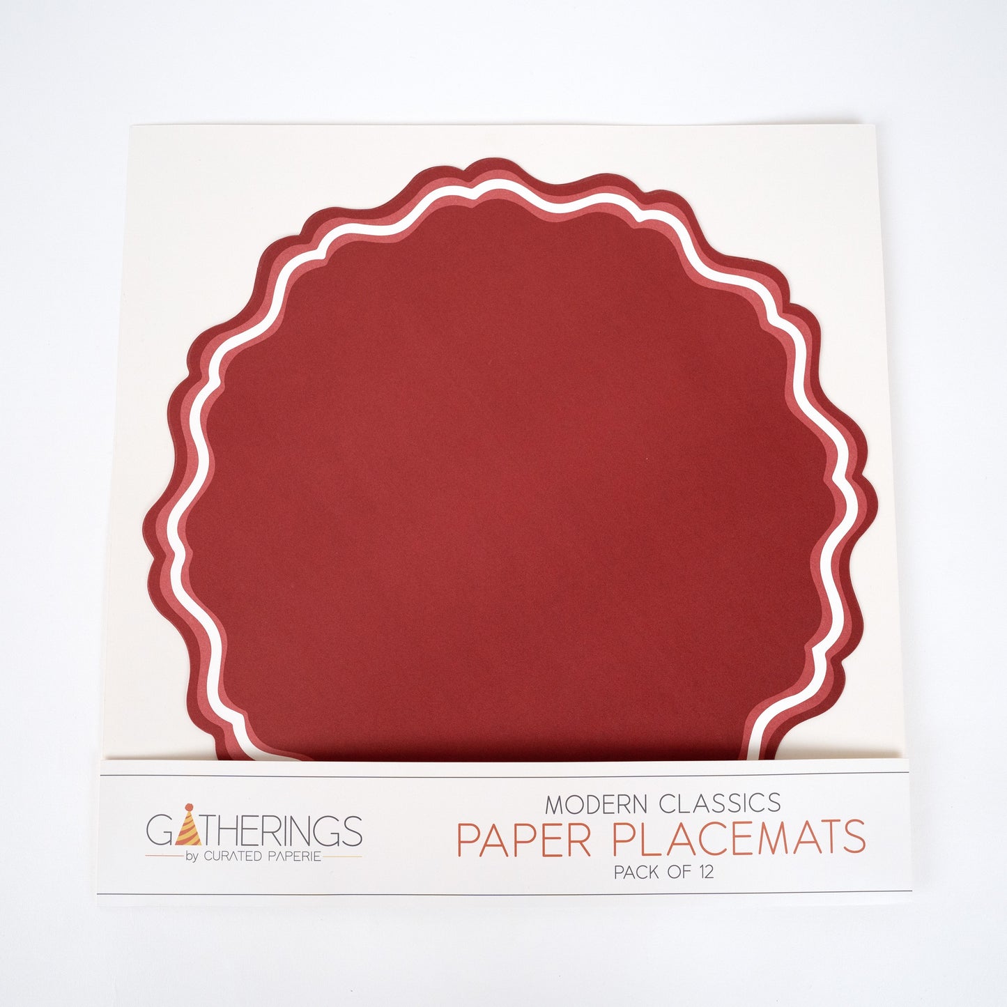 Red Fancy Scallop Paper Placemats
