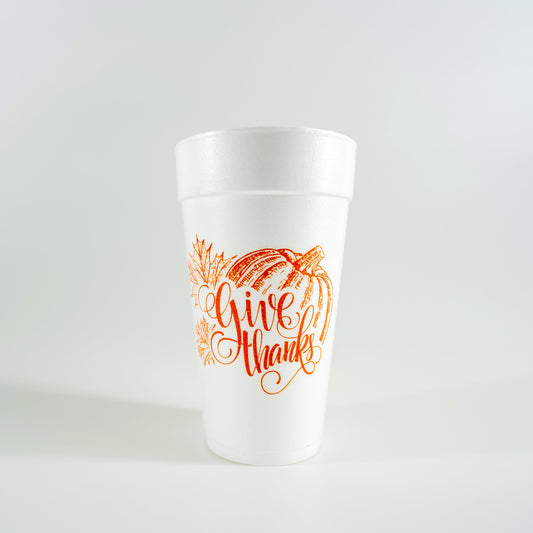 Give Thanks Thanksgiving 20oz. Foam Cups | 10 pack