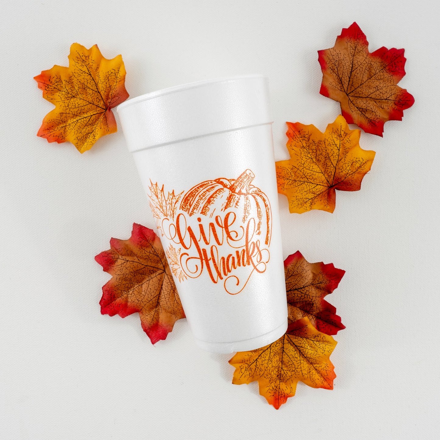 Give Thanks Thanksgiving 20oz. Foam Cups | 10 pack