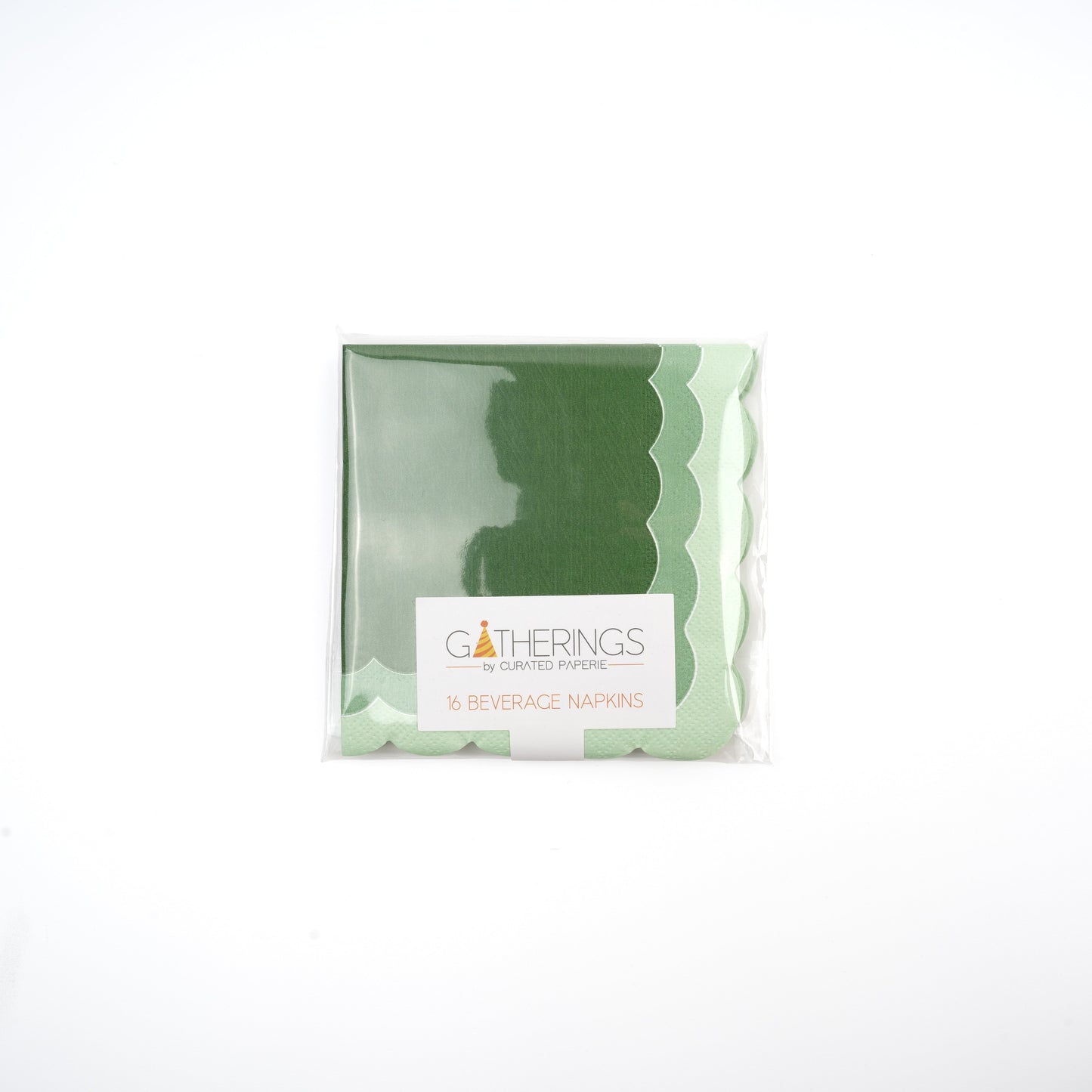 SPR23-CN2- Green Ombre Scallop Beverage Napkins