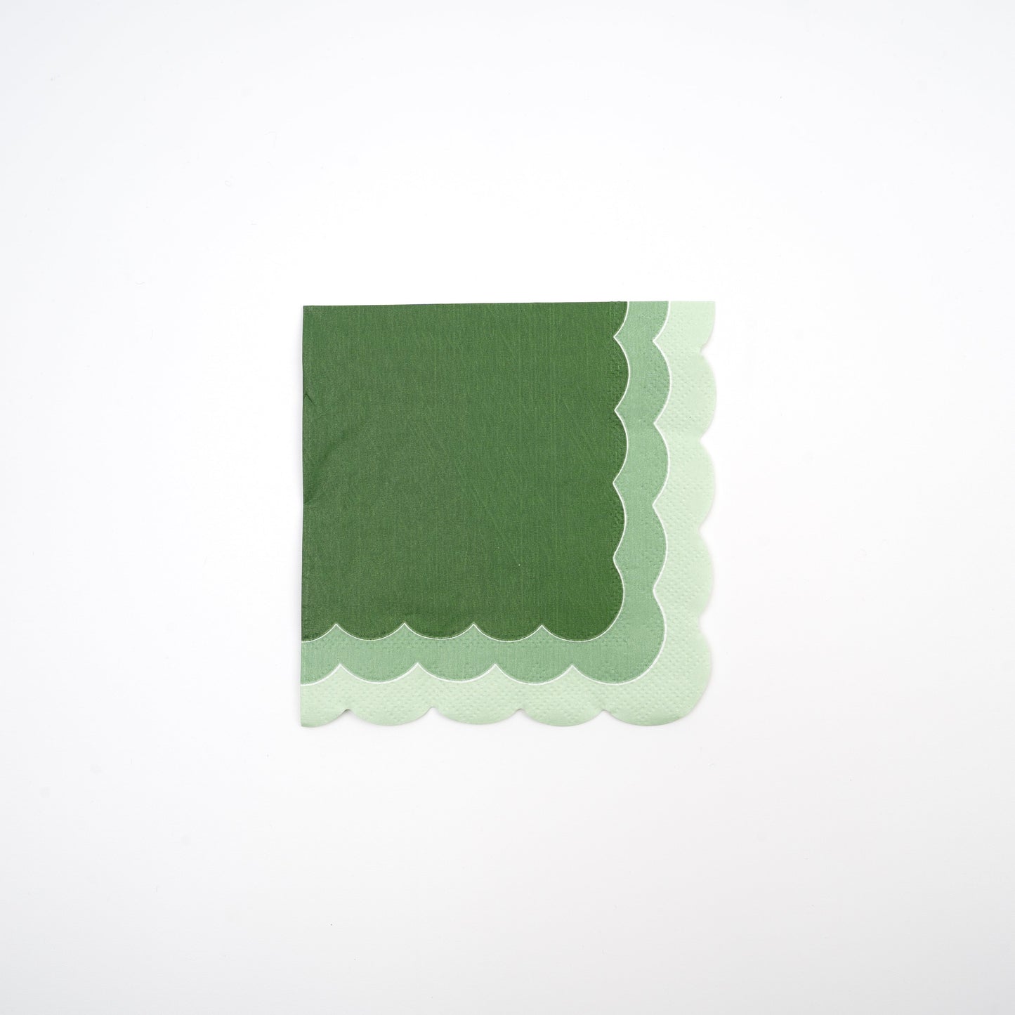SPR23-CN2- Green Ombre Scallop Beverage Napkins