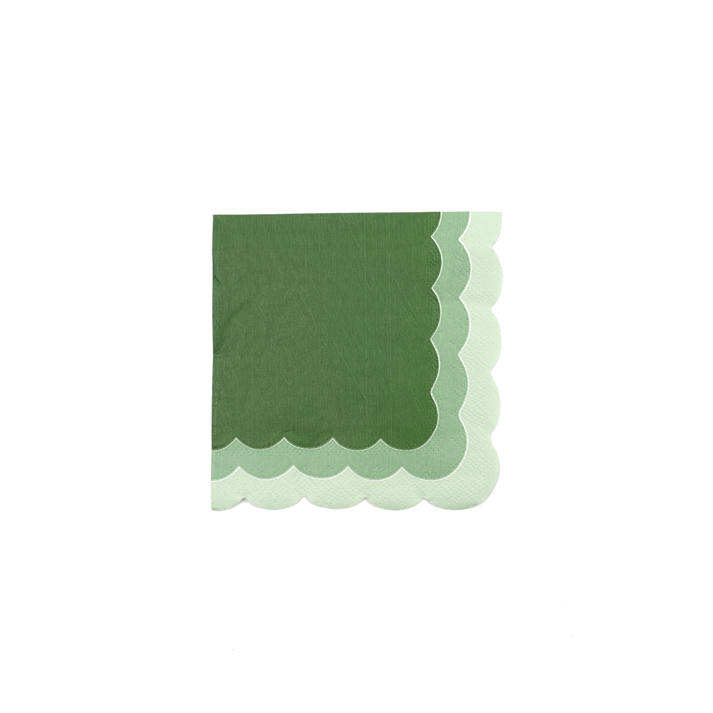SPR23-CN2- Green Ombre Scallop Beverage Napkins