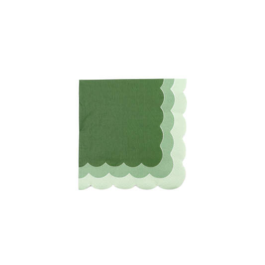SPR23-CN2- Green Ombre Scallop Beverage Napkins