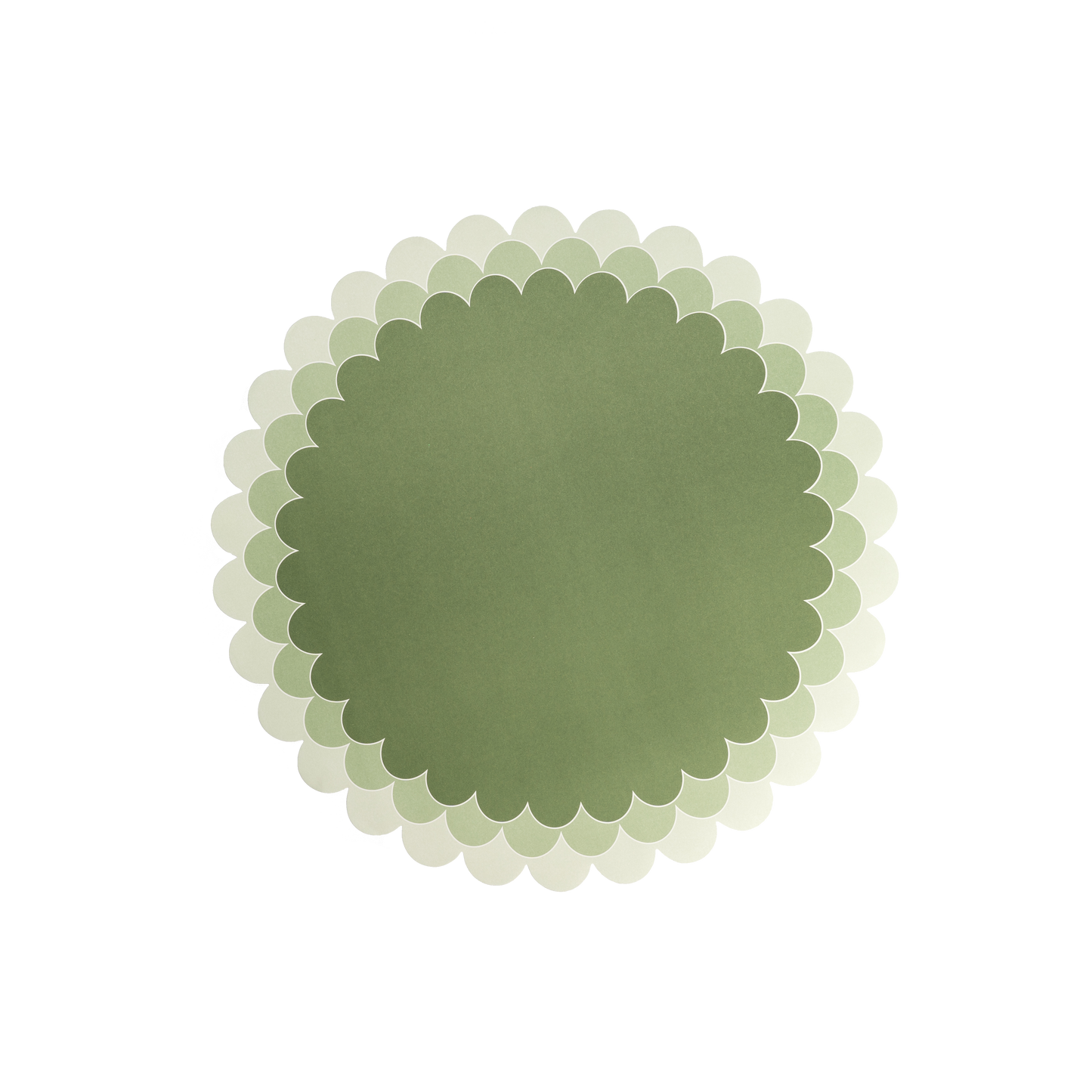 SPR23-PL1- Green Ombre Scallop Paper Placemats